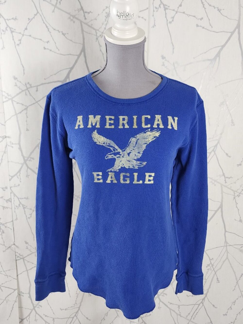 American Eagle Cotton Waffle Knit Y2K Graphic Thermal Tee